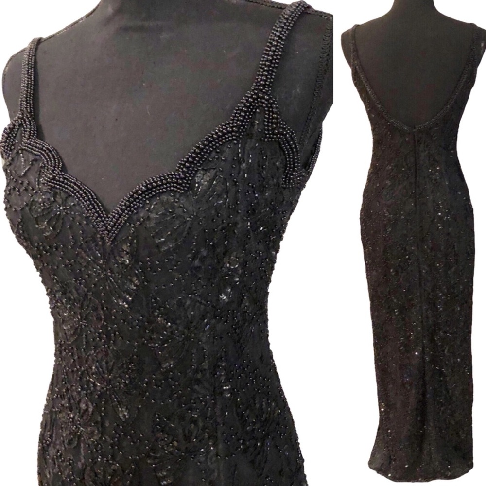 Laurence Kazar New York beaded evening gown M Vintage